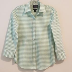 Ralph Lauren Chaps Blouse, Green/White, Sz Sm